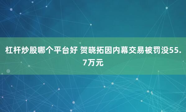 杠杆炒股哪个平台好 贺晓拓因内幕交易被罚没55.7万元